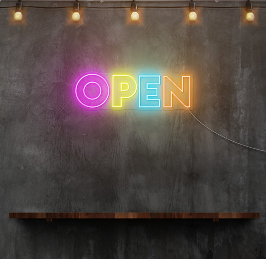 Open Multicoloured LED Neon Sign