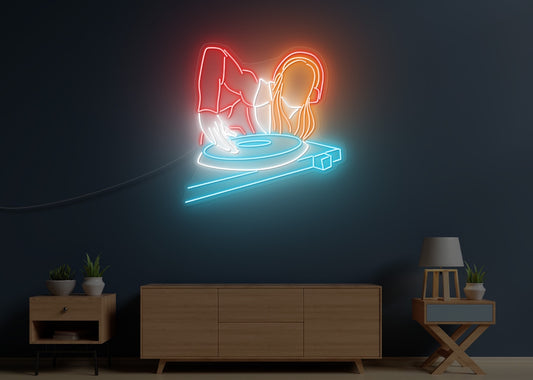 Spinning Records LED Neon Sign