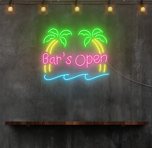 Bars Open Palm Trees LED Neon Sign
