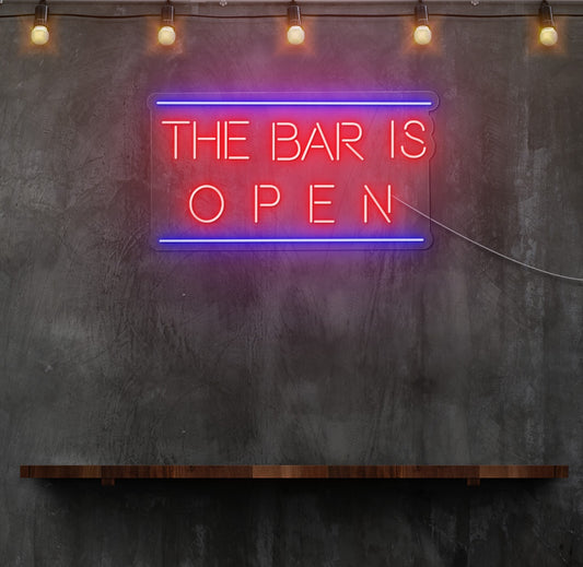 The Bar Is Open Old School LED Neon Sign
