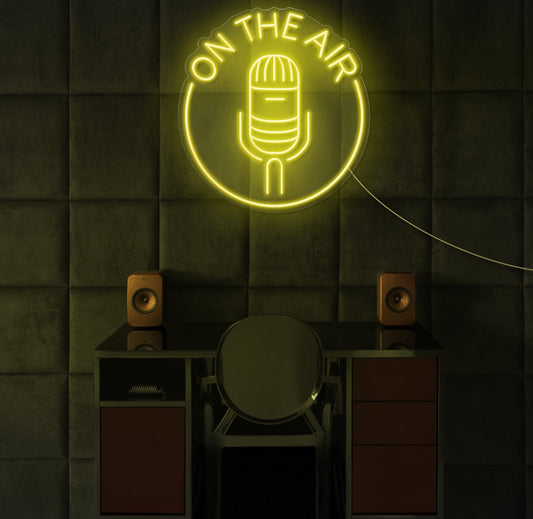 On The Air Podcast Microphone LED Neon Sign
