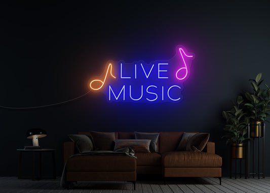 Live Music Notes LED Neon Sign