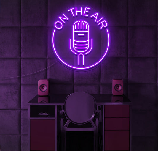 On The Air Podcast Microphone LED Neon Sign