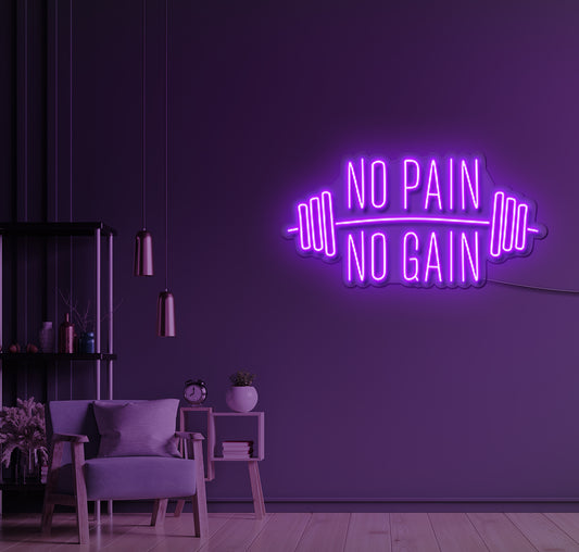 No Pain No Gain Dumbbell LED Neon Sign