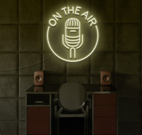 On The Air Podcast Microphone LED Neon Sign