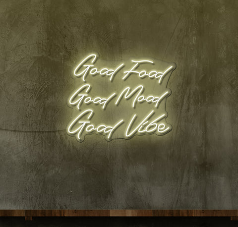 Good Food Good Mood Good Vibes LED Neon Sign