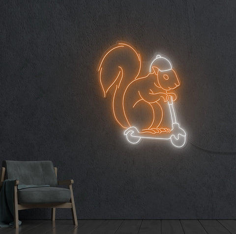 Scooter Squirrel LED Neon Sign