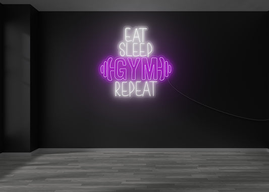Eat Sleep Gym Repeat LED Neon Sign