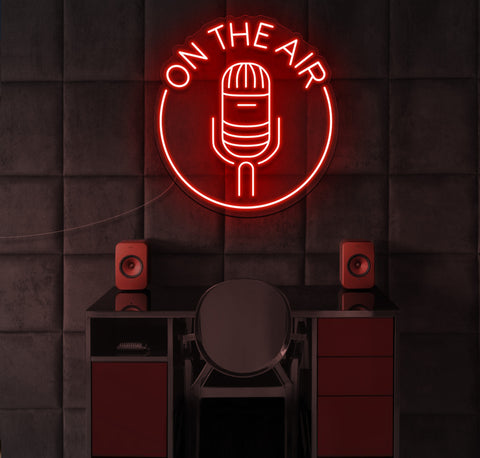 On The Air Podcast Microphone LED Neon Sign