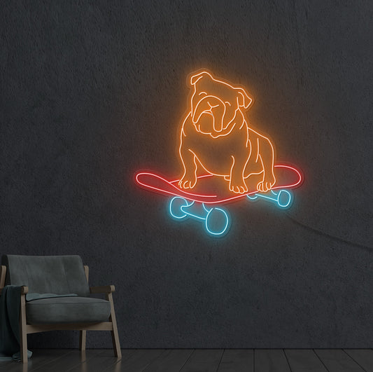 Skateboarding Puppy LED Neon Sign