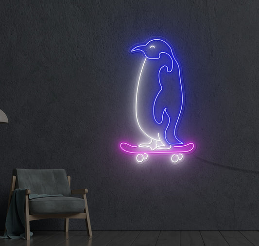 Penguin Roller LED Neon Sign