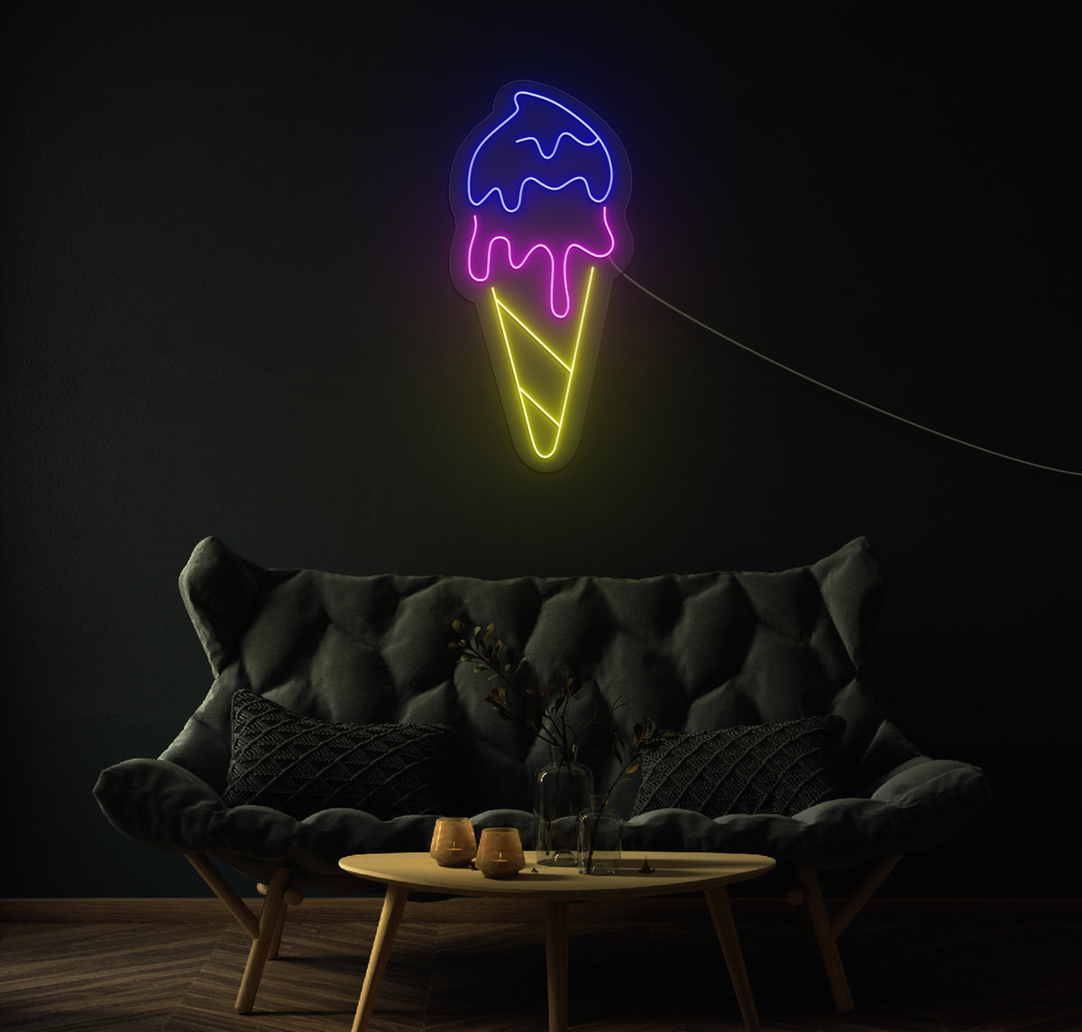 Double Scoop Ice Cream LED Neon Sign