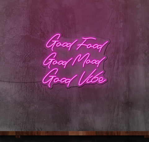Good Food Good Mood Good Vibes LED Neon Sign