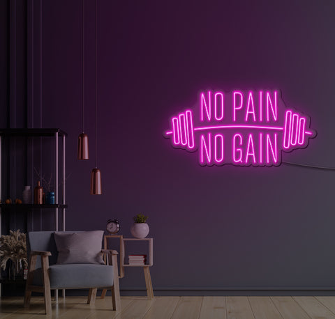 No Pain No Gain Dumbbell LED Neon Sign