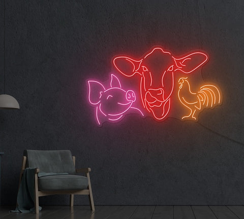 Farm Animals LED Neon Sign