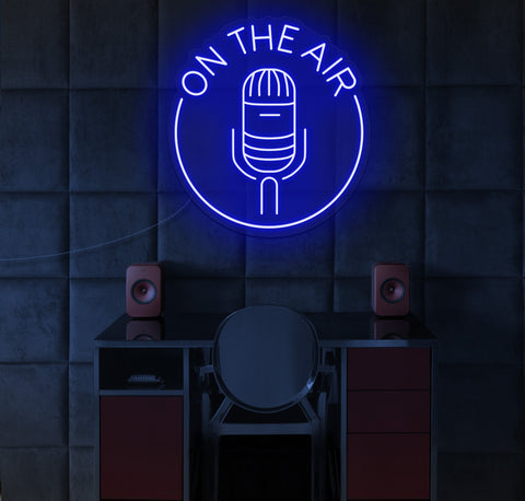 On The Air Podcast Microphone LED Neon Sign