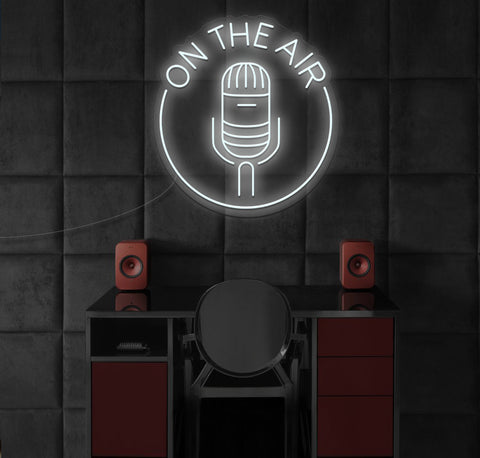 On The Air Podcast Microphone LED Neon Sign