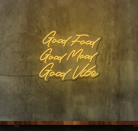 Good Food Good Mood Good Vibes LED Neon Sign