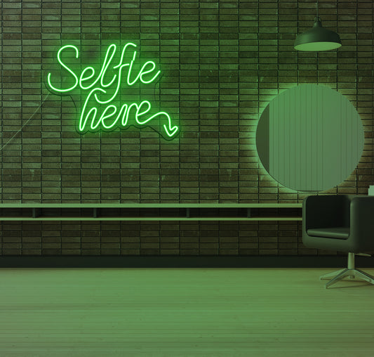 Selfie Here LED Neon Sign