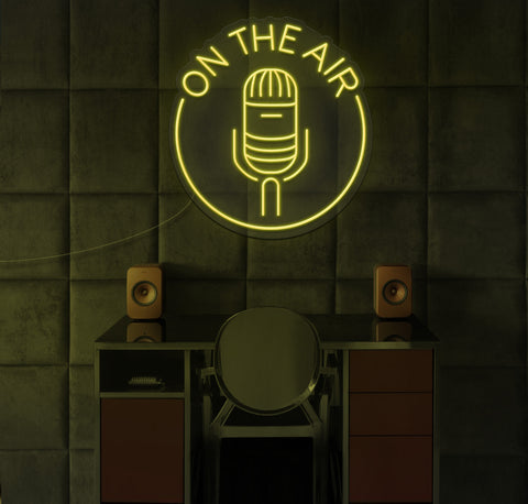 On The Air Podcast Microphone LED Neon Sign