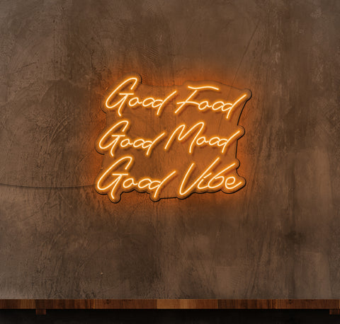 Good Food Good Mood Good Vibes LED Neon Sign