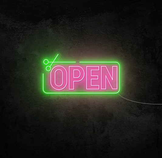 Open Scissors LED Neon Sign
