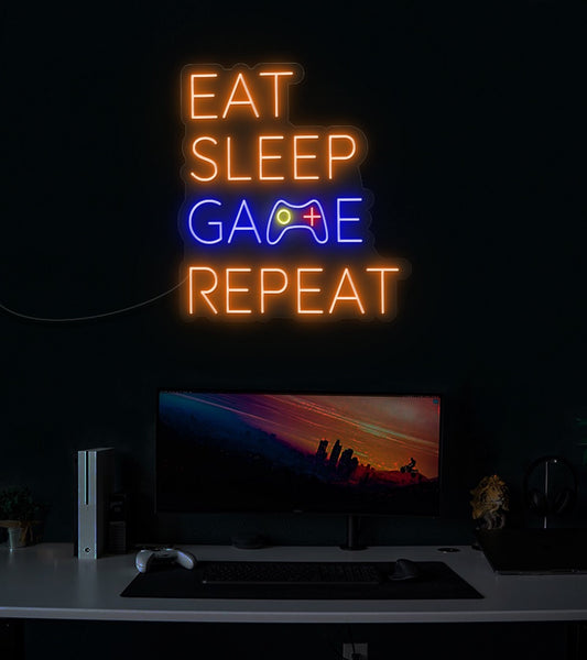 Eat, Sleep, Game, Repeat LED Neon Sign