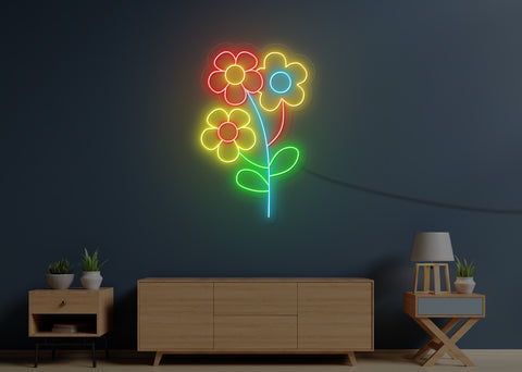 3 Flowers LED Neon Sign