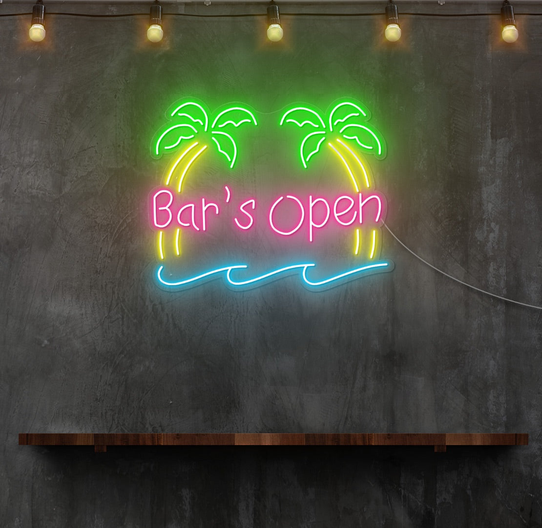 Bars Open Palm Trees LED Neon Sign