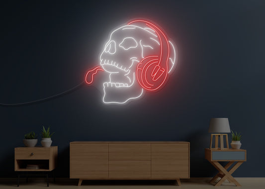 Rock and Roll Skull LED Neon Sign