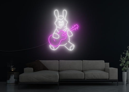 Rock and Roll Bunny LED Neon Sign