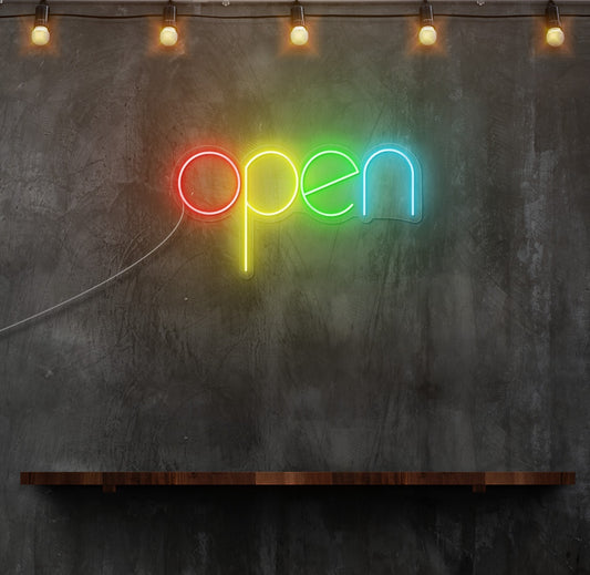 Open Rainbow LED Neon Sign