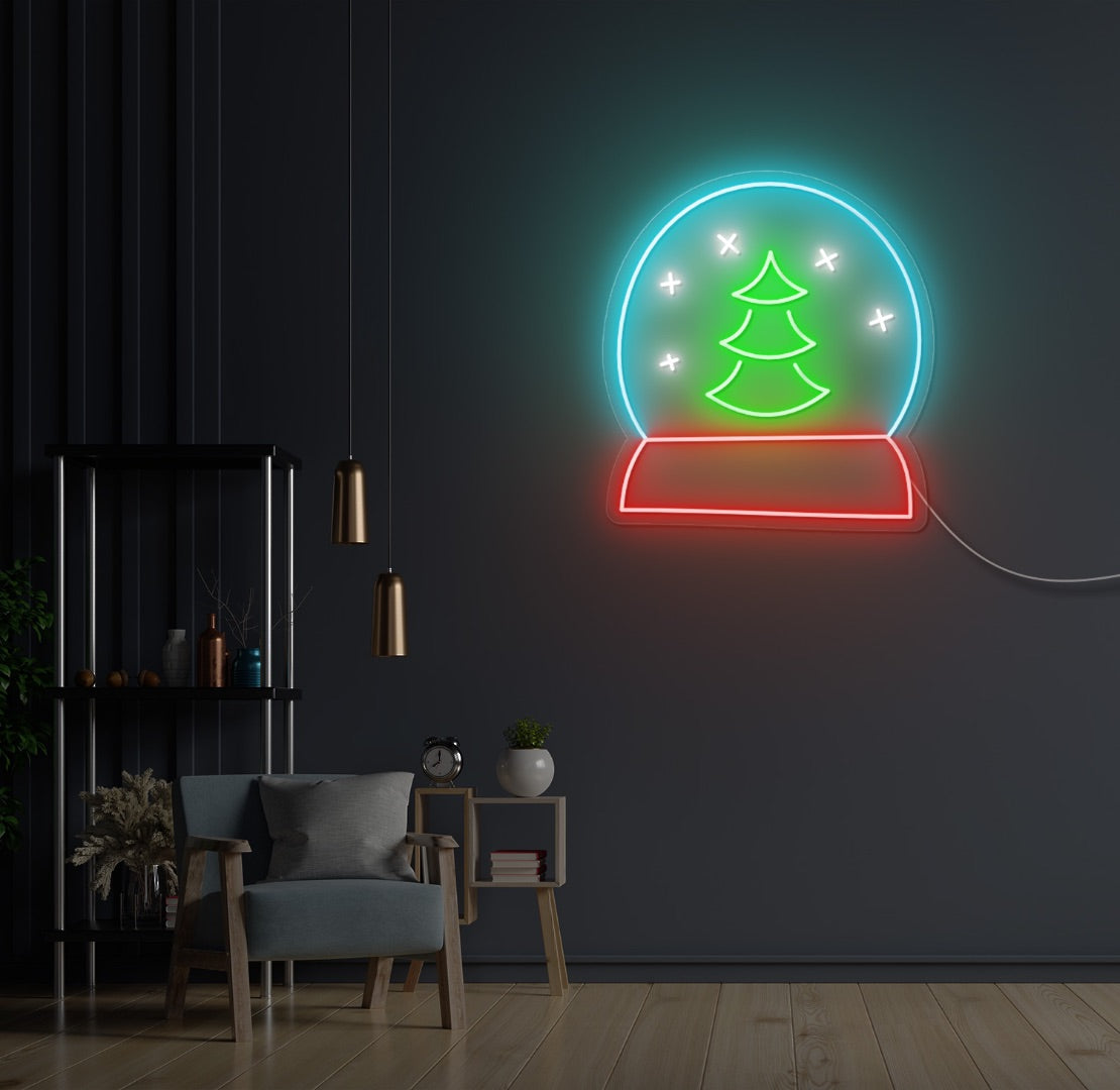 Xmas Tree Snow Globe LED Neon Sign